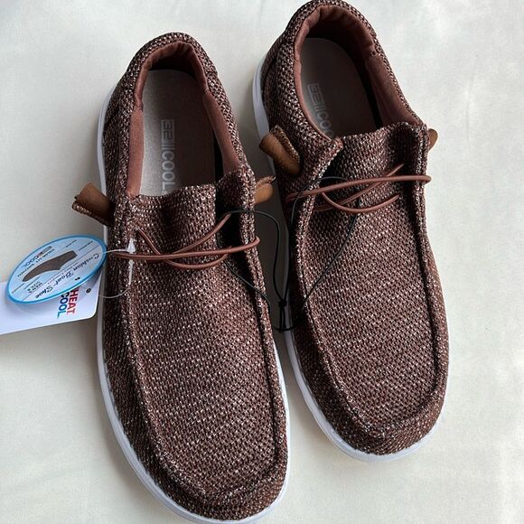 32 Brown Canvas Cusioned Boat shoe Slip-On Loafer - Picture 4 of 13